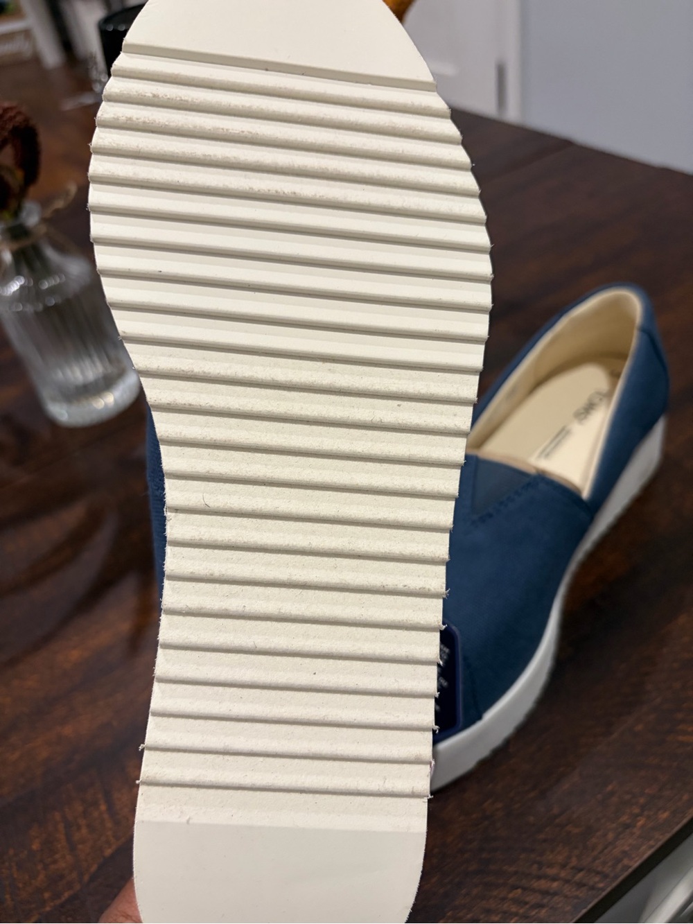 TOMS Navy Canvas Slip-On Platform Moccasins - Picture 5 of 5